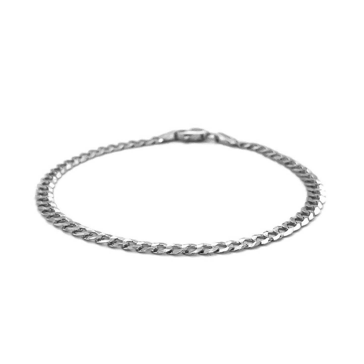 Pulsera de oro blanco macizo de 14k de 3.6mm estilo de cadena cubana