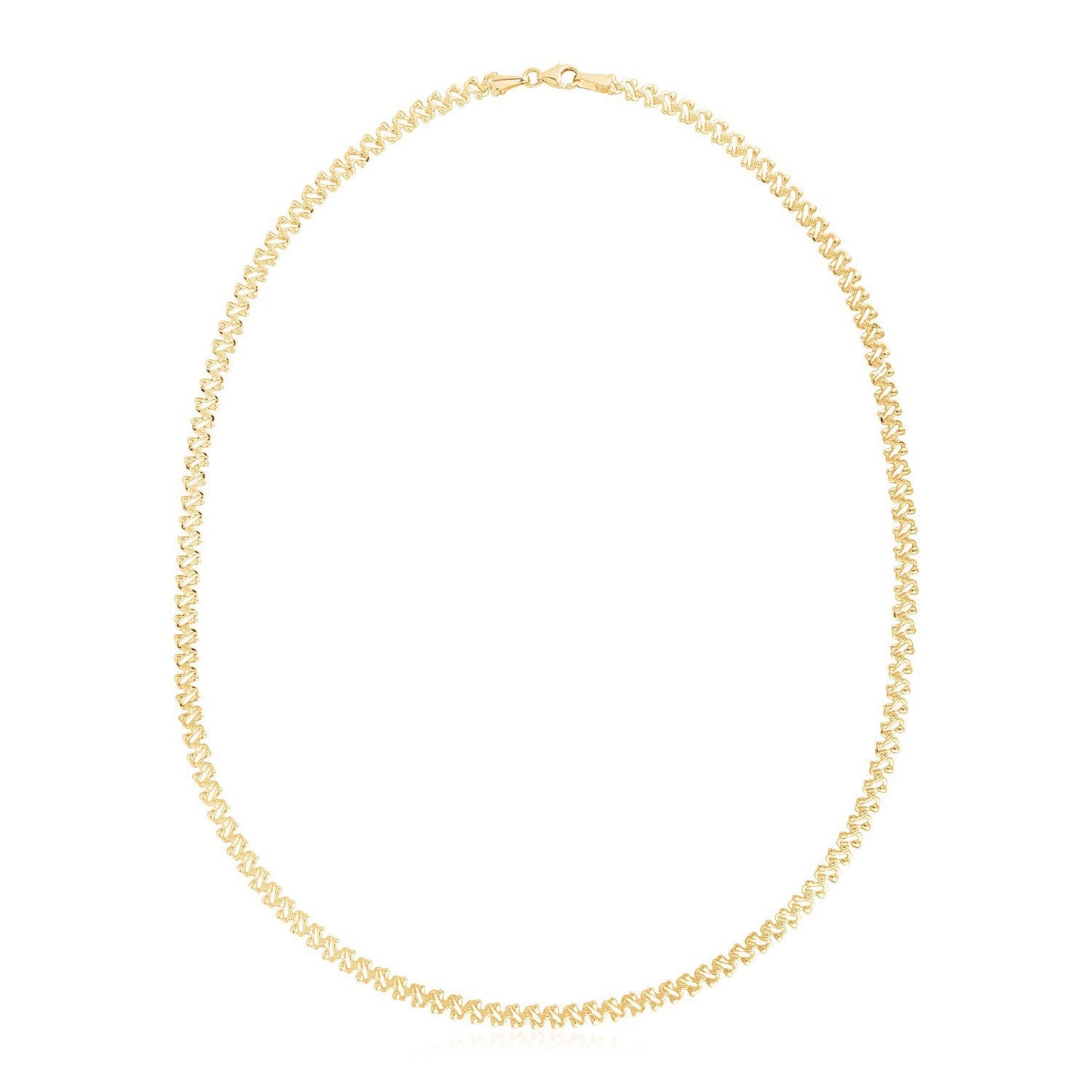 Cadena de oro amarillo de 14k de alto brillo con textura (4mm)