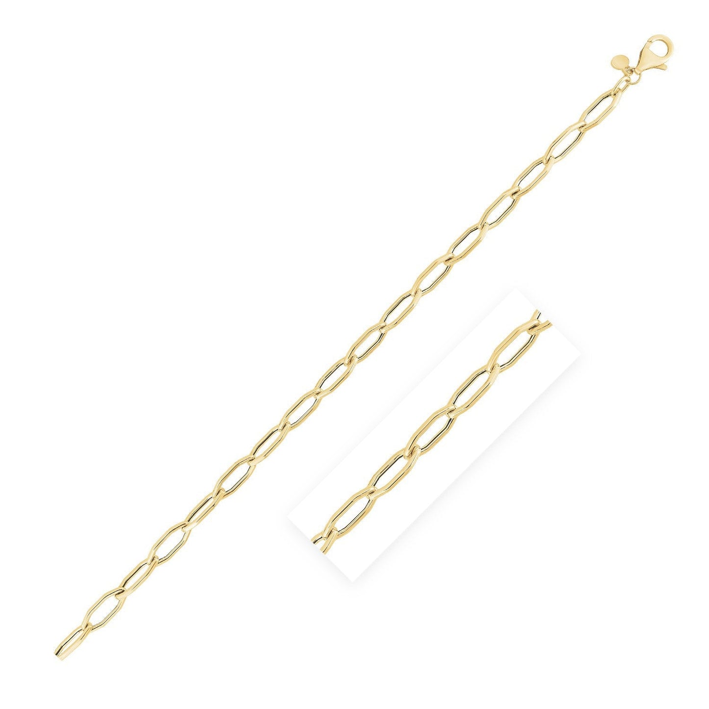 Pulsera de eslabones hexagonales de oro amarillo de 14k de alto pulido (5.0mm)