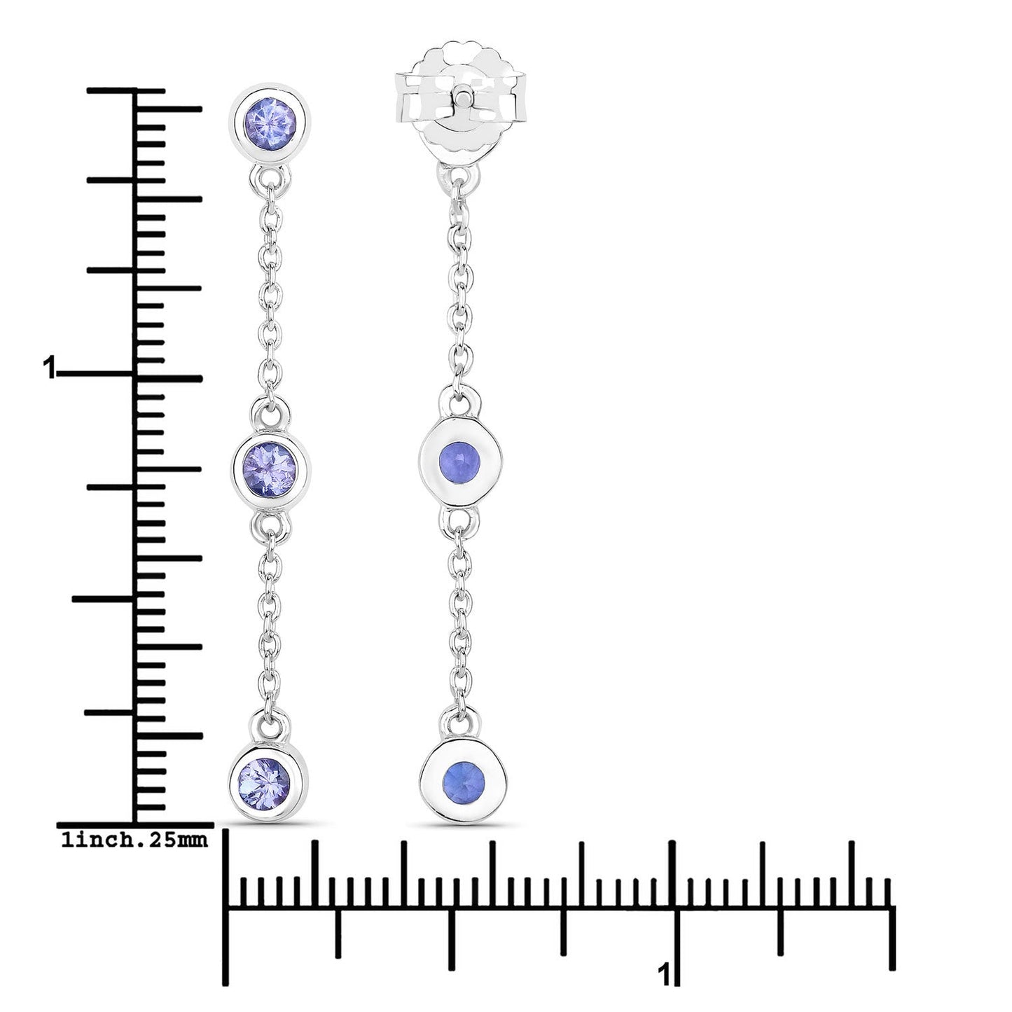 Pendientes de plata de ley .925 con tanzanita genuina de 0,60 quilates