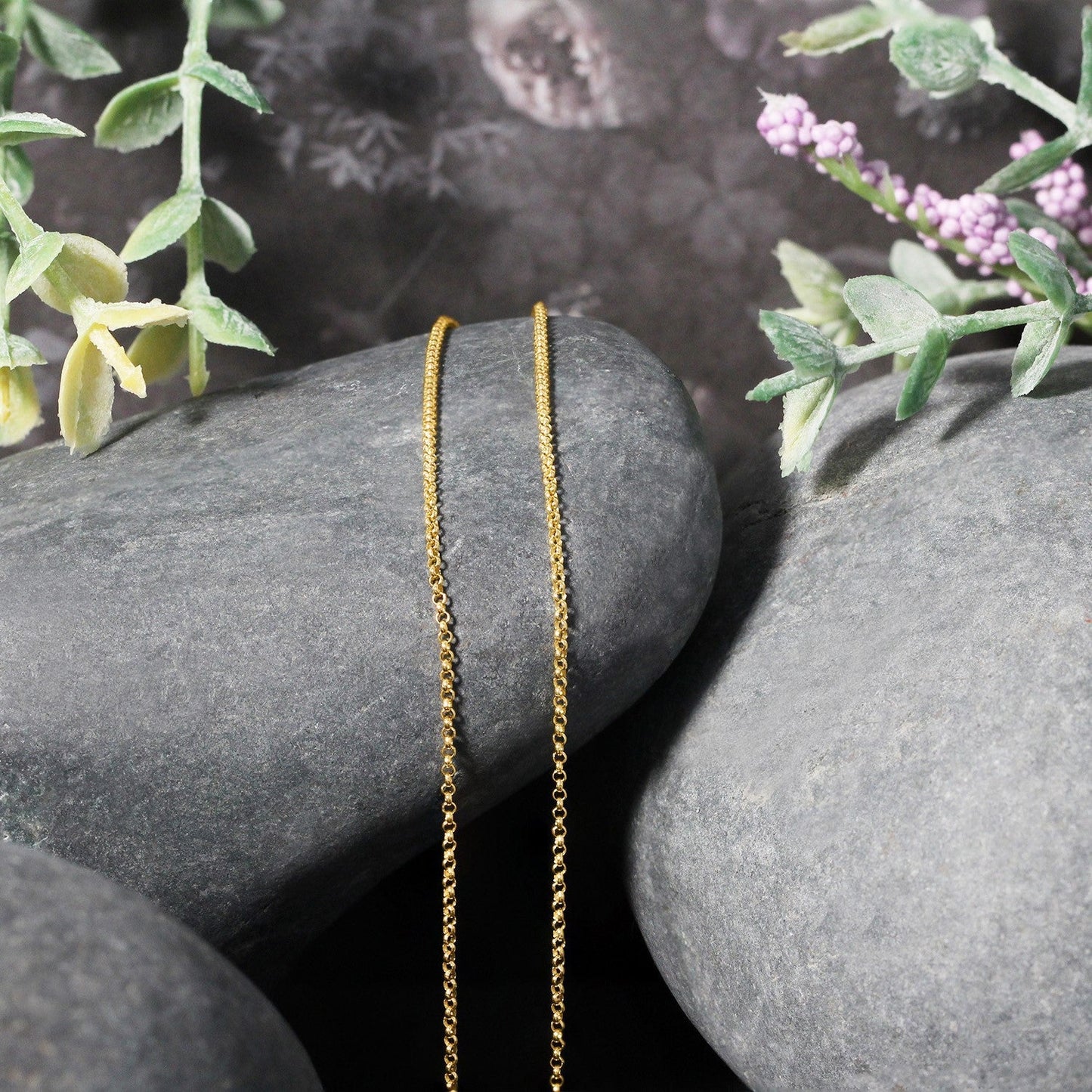 Cadena Rolo de Oro Amarillo de 14k con Corte de Diamante de 1.1mm