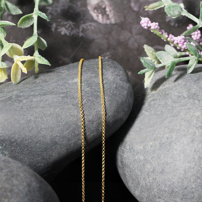 Cadena Rolo de Oro Amarillo de 14k con Corte de Diamante de 1.1mm
