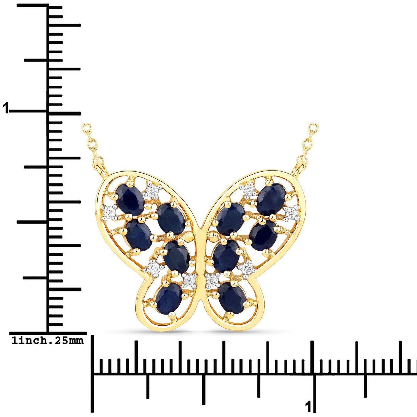 Collar de plata de ley .925 con zafiro azul auténtico de 2.16 quilates y circonitas blancas