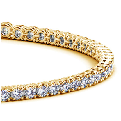Pulsera de tenis de oro amarillo de 14k con diamantes redondos cultivados en laboratorio (3 ct. pt. F/G VS2/SI1)