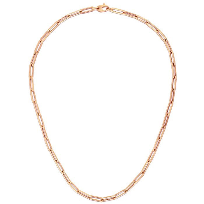 Cadena de eslabones ovalados gruesa de oro rosa de 14K (4.2 mm)