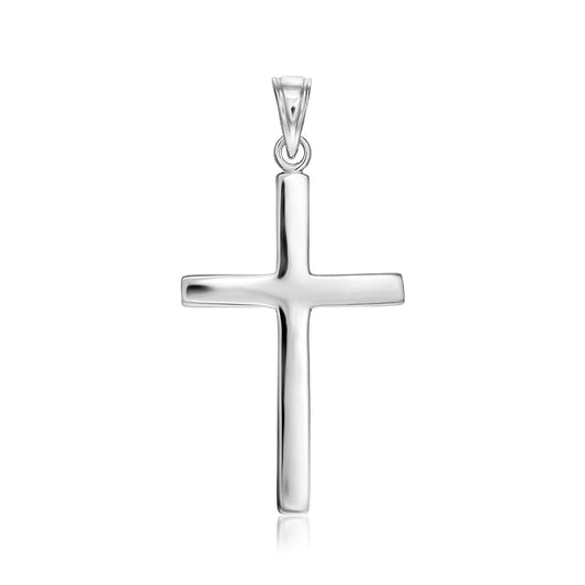 Colgante de cruz pulida de plata de ley
