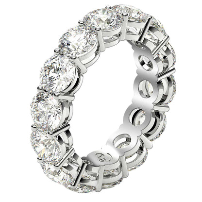 Anillo de eternidad de diamantes redondos cultivados en laboratorio de oro blanco de 14k (6 quilates peso total FG/VS2)