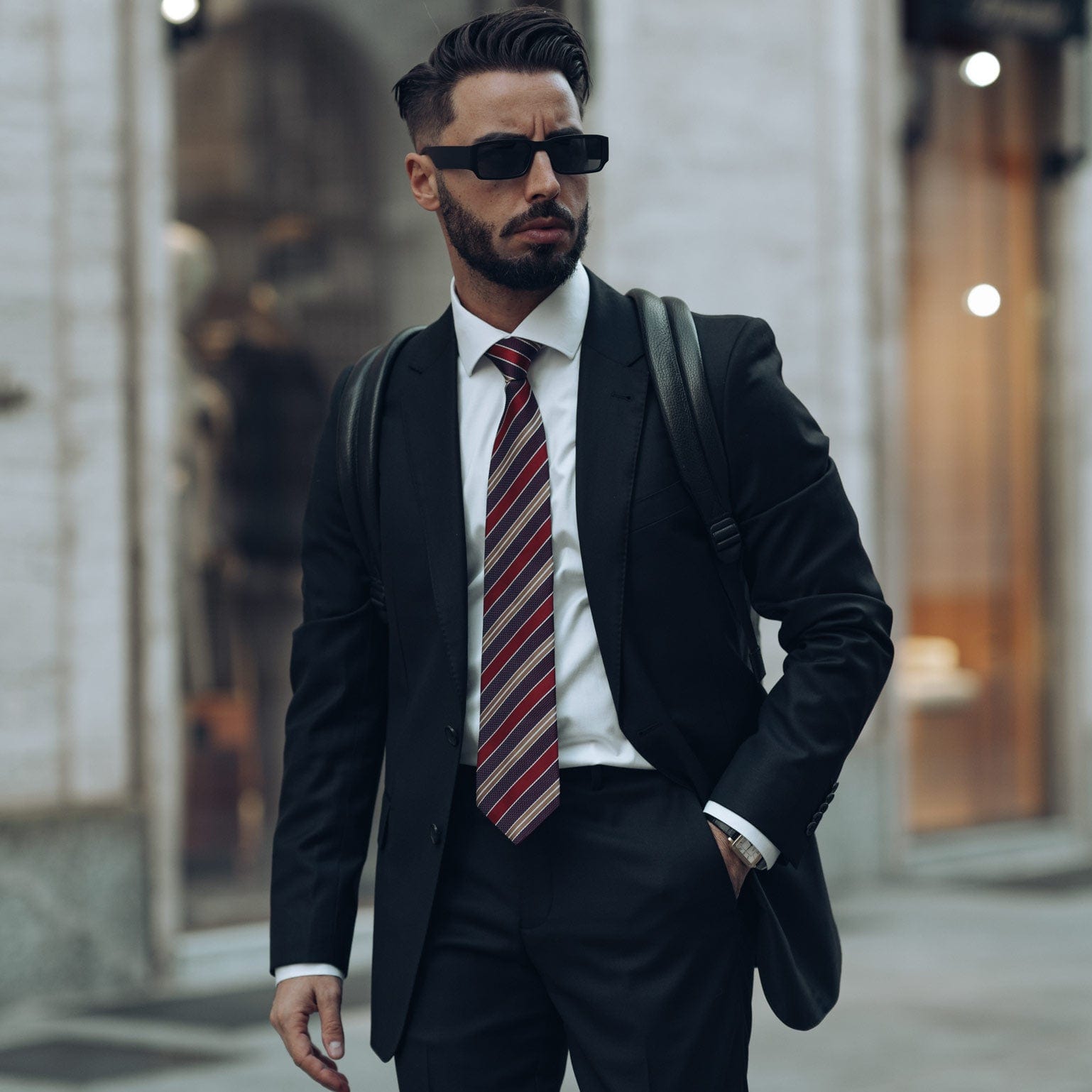 Vesuvio - Silk Jacquard Tie - Red and Burgundy - My Men's Shop