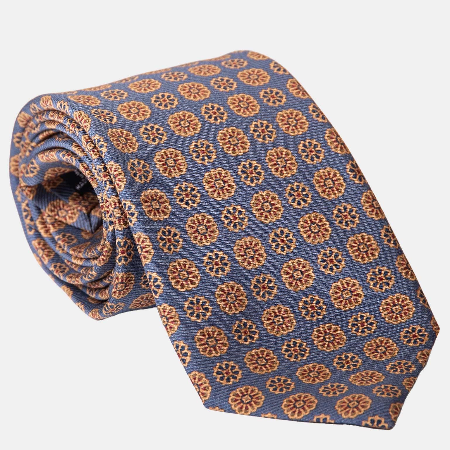 Claudius - Printed Madder Silk Tie - Venetian Blue - My Men's Shop