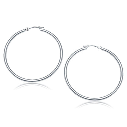 Pendientes de aro pulidos de oro blanco de 10k (40 mm)