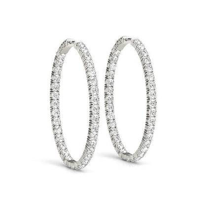 Aretes de aro ovalados de doble cara con diamantes en oro blanco de 14k (2 ct. t.w.)