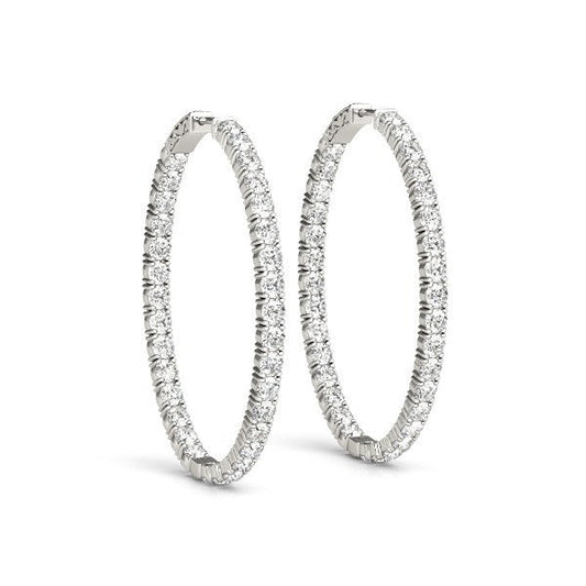 Aretes de aro ovalados de doble cara con diamantes en oro blanco de 14k (2 ct. t.w.)