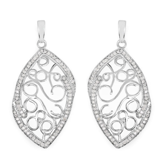 Pendientes de plata esterlina .925 con diamantes blancos auténticos de 0.73 quilates