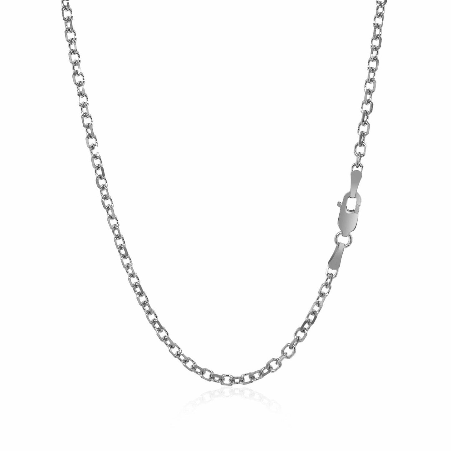 Cadena de eslabones tipo cable con corte diamante de 2.3mm en oro blanco de 14k