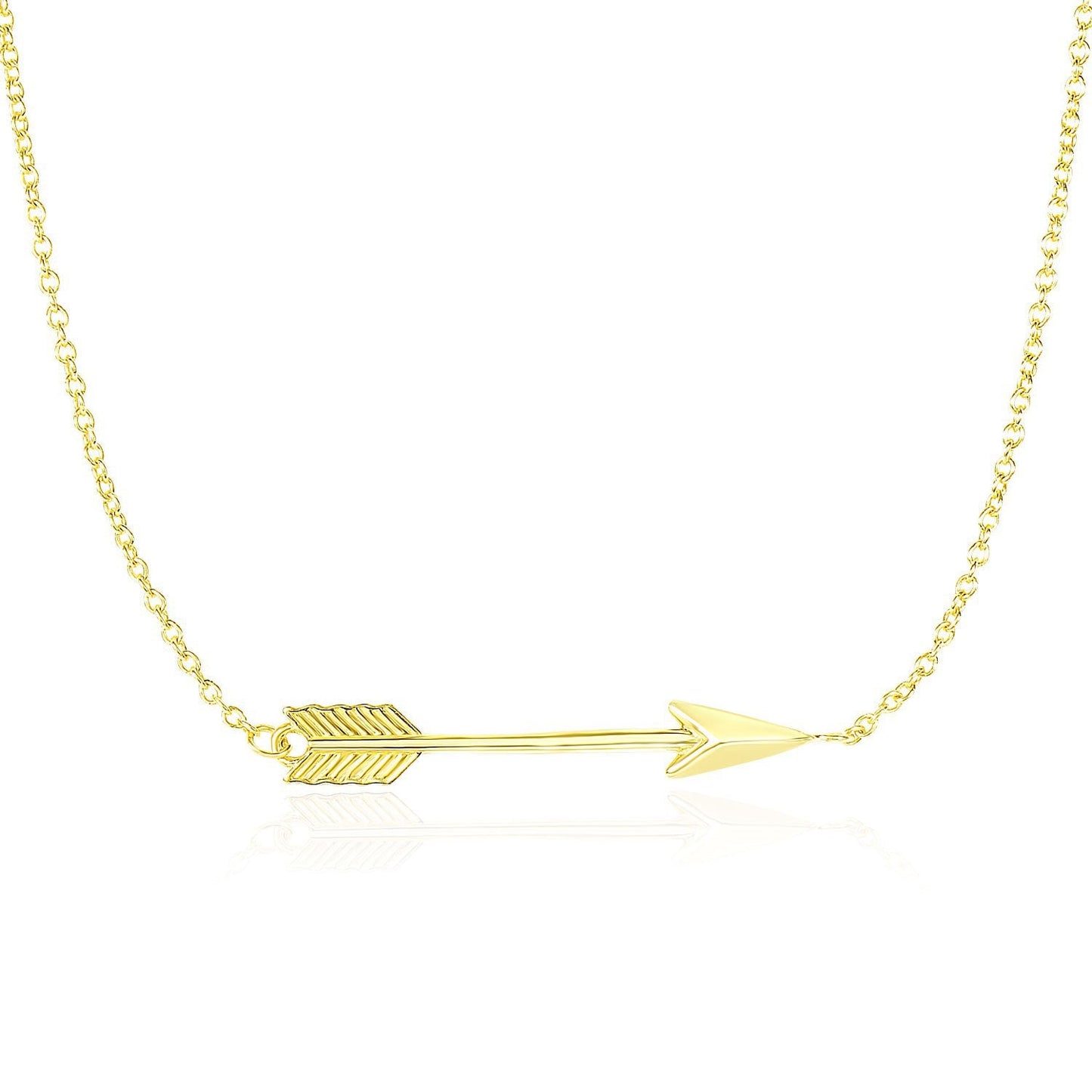Cadena de Oro Amarillo de 14k con Colgante de Flecha Horizontal