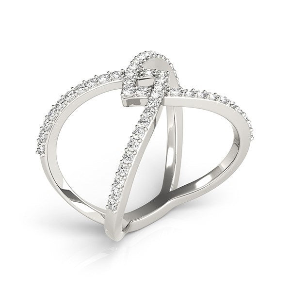 Anillo de oro blanco de 14 quilates con diseño elegante entrelazado y diamantes (1/2 quilates en total)