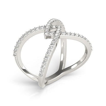 Anillo de oro blanco de 14 quilates con diseño elegante entrelazado y diamantes (1/2 quilates en total)