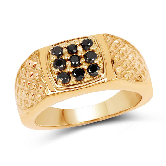 Anillo de plata de ley .925 con diamante negro auténtico de 0,40 quilates
