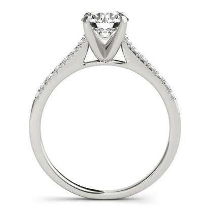 Anillo de compromiso de oro blanco de 14 quilates con diamantes engastados en hilera única (1 1/8 cttw)