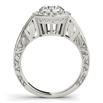 Anillo de compromiso de diamantes con halo en oro blanco de 14k (1 5/8 cttw)