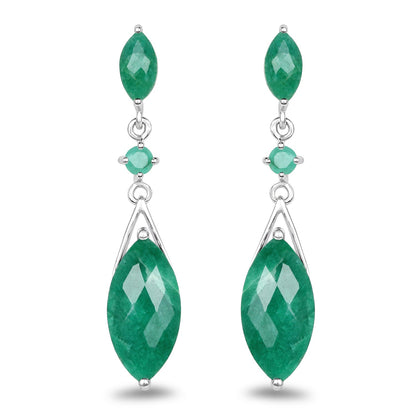 Pendientes de Plata de Ley .925 con Esmeralda Teñida de 8,52 Quilates y Esmeralda