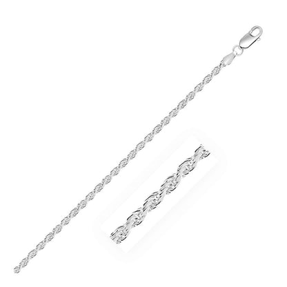 Cadena de plata esterlina estilo cuerda de corte diamante de 2.9 mm