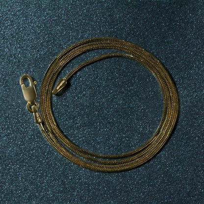 Cadena redonda de oro amarillo de 14 quilates tipo serpiente de 0,9 mm