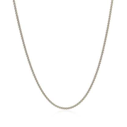 Cadena redonda de trigo de oro blanco de 18k 1,4mm