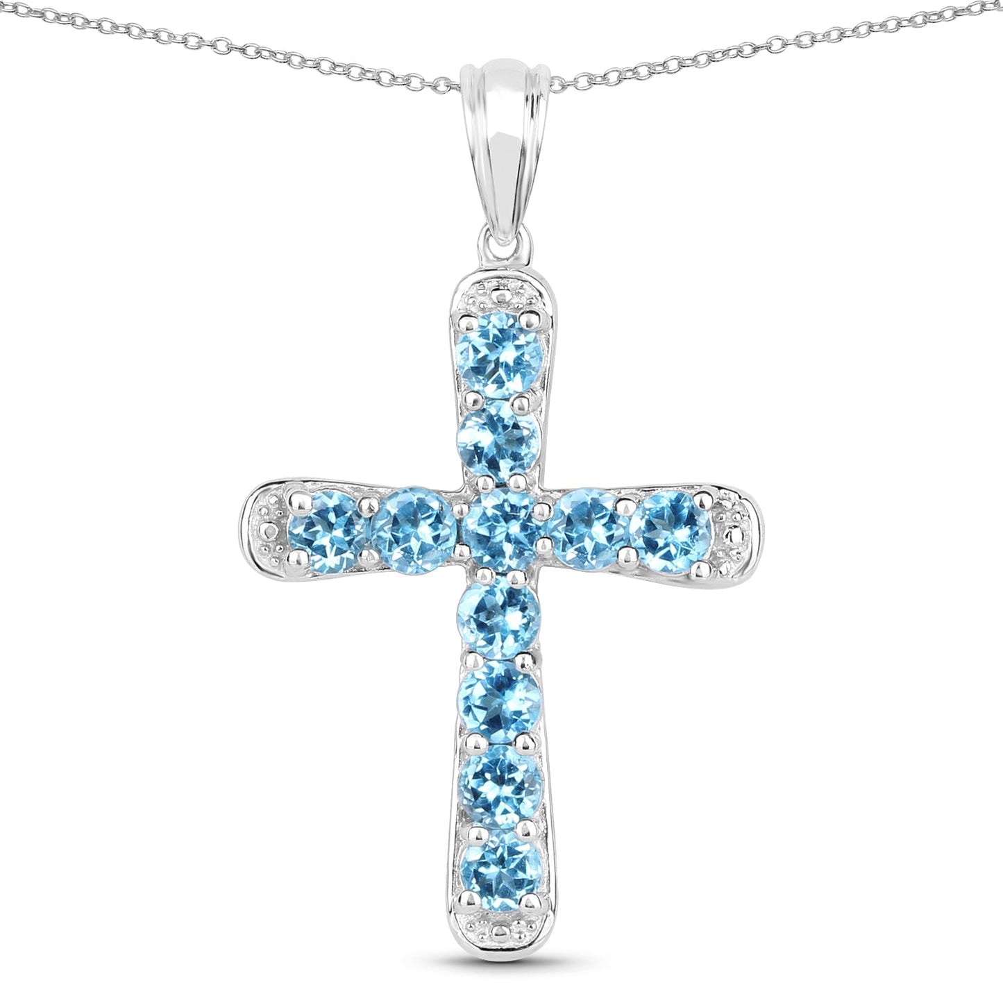 Colgante de plata de ley .925 con topacio azul auténtico de 3.85 quilates