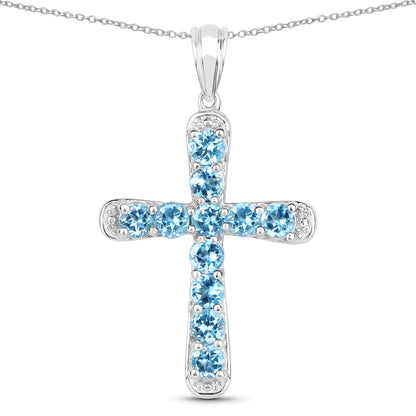 Colgante de plata de ley .925 con topacio azul auténtico de 3.85 quilates