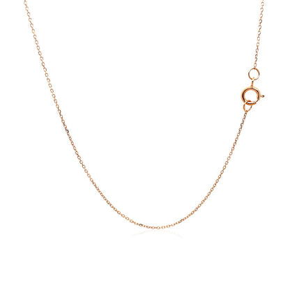 Cadena de eslabones tipo cable con corte de diamante en oro rosa de 14k y 0.7mm
