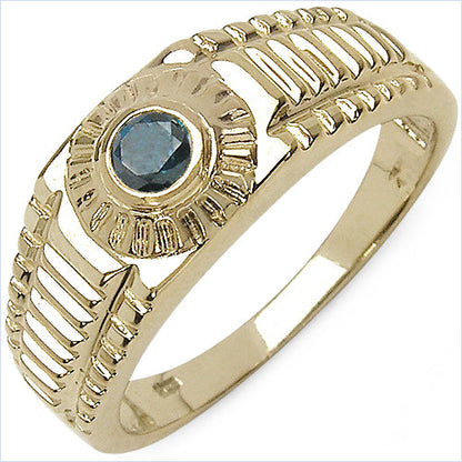 Anillo de plata de ley .925 con diamante azul auténtico de 0,20 quilates