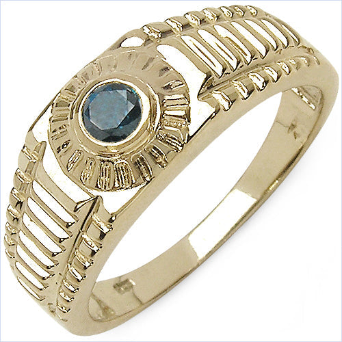 Anillo de plata de ley .925 con diamante azul auténtico de 0,20 quilates