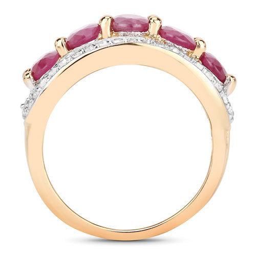 Anillo de plata de ley .925 con rubí genuino de 1.74 quilates y diamantes blancos