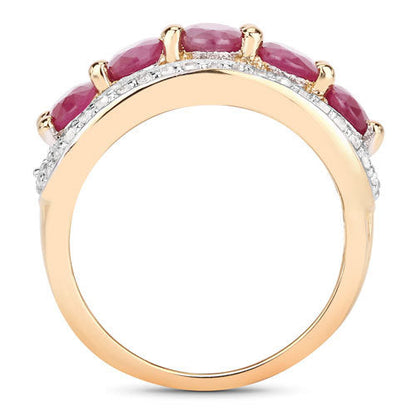Anillo de plata de ley .925 con rubí genuino de 1.74 quilates y diamantes blancos
