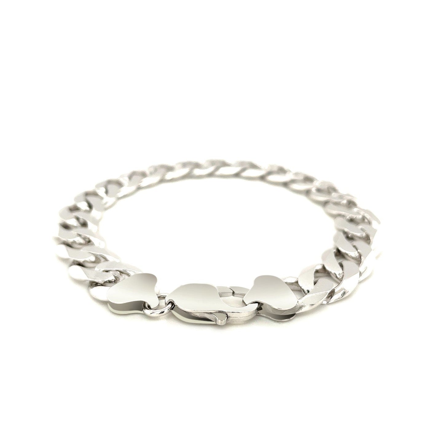 Pulsera de plata de ley estilo barbada chapada en rodio de 11,6 mm