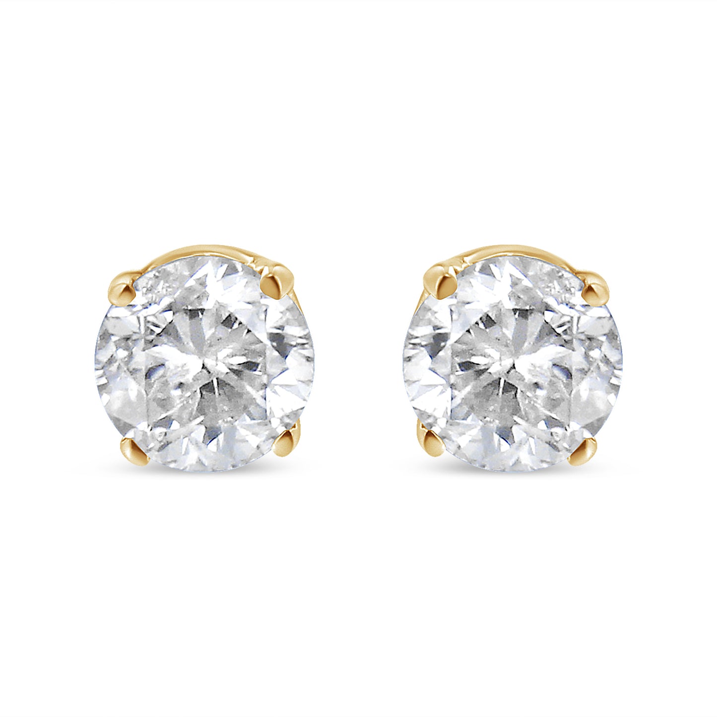 Pendientes de solitario con diamantes redondos de oro amarillo de 14K, 1/2 quilate en total (color O-P, claridad SI2-I1)