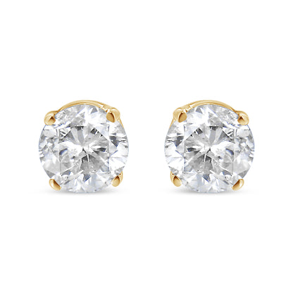 Pendientes de solitario con diamantes redondos de oro amarillo de 14K, 1/2 quilate en total (color O-P, claridad SI2-I1)