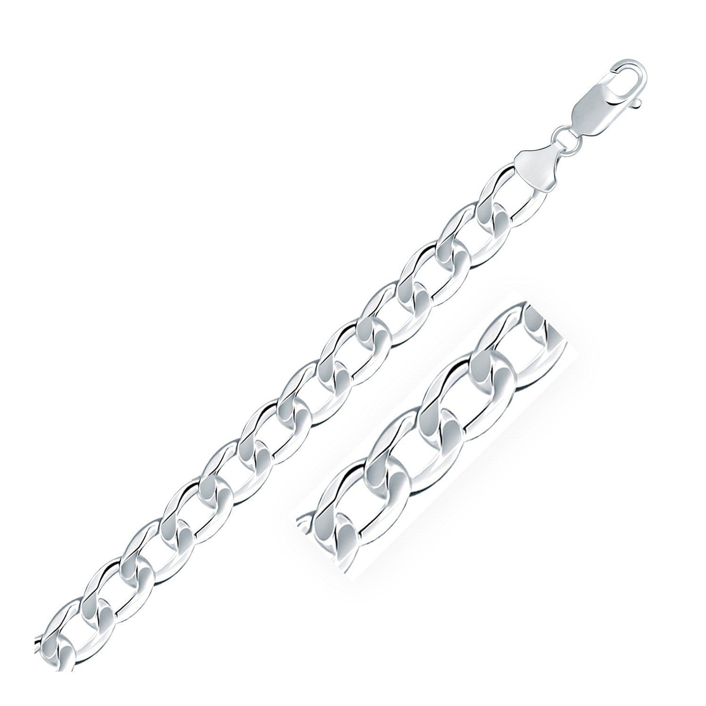 Pulsera de eslabones estilo cubana de plata de ley con baño de rodio de 8,4 mm