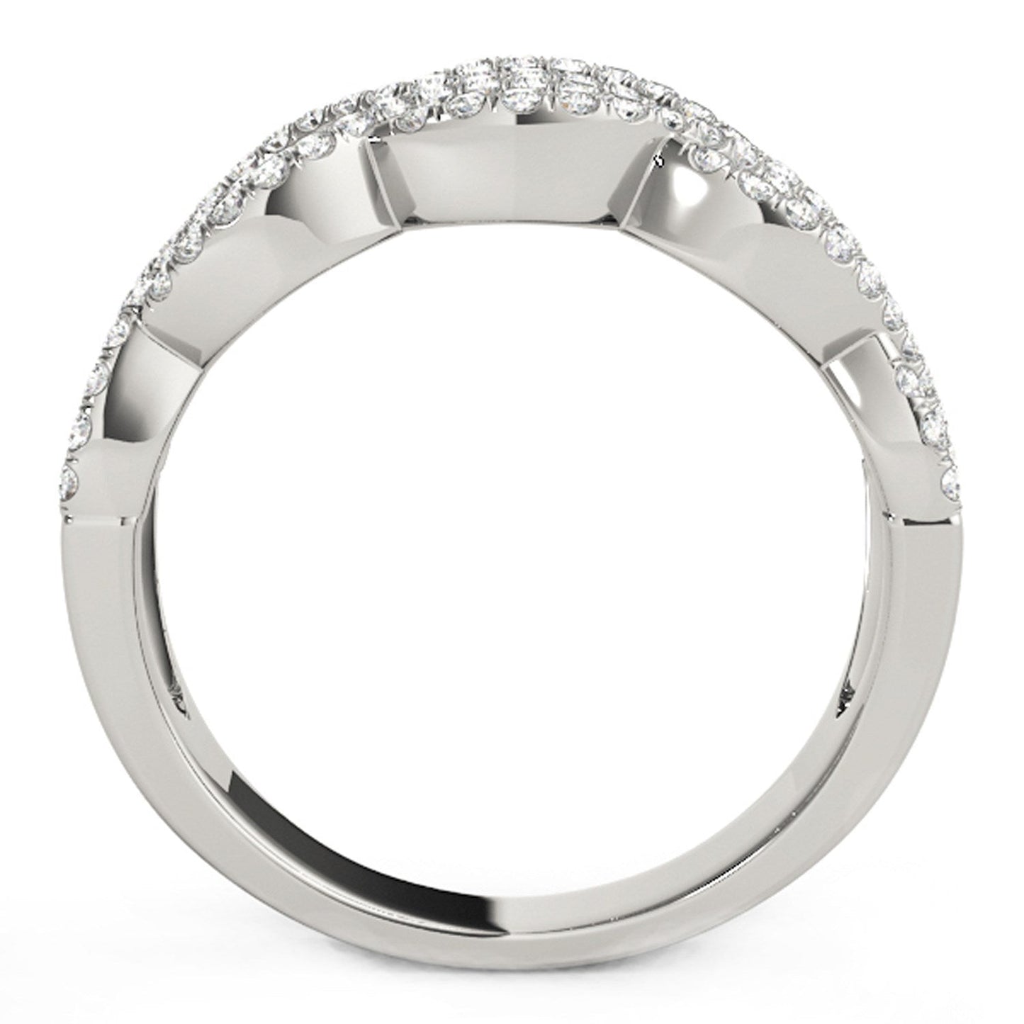Anillo de ondas entrelazadas dobles con diamantes, en oro blanco de 14k (0,62 quilates en total)