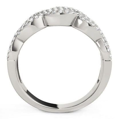 Anillo de ondas entrelazadas dobles con diamantes, en oro blanco de 14k (0,62 quilates en total)