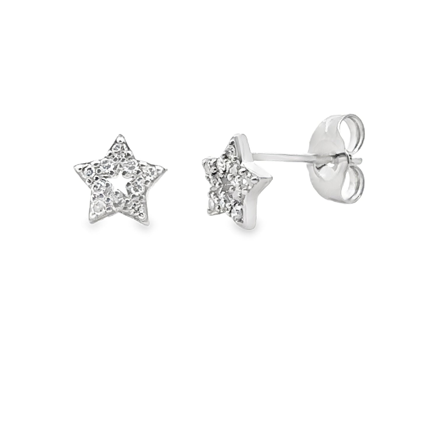 Pendientes de diamante de 0,05 ct de oro blanco de 14 kt