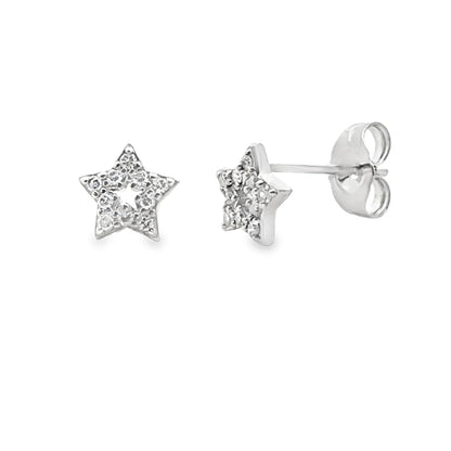 Pendientes de diamante de 0,05 ct de oro blanco de 14 kt