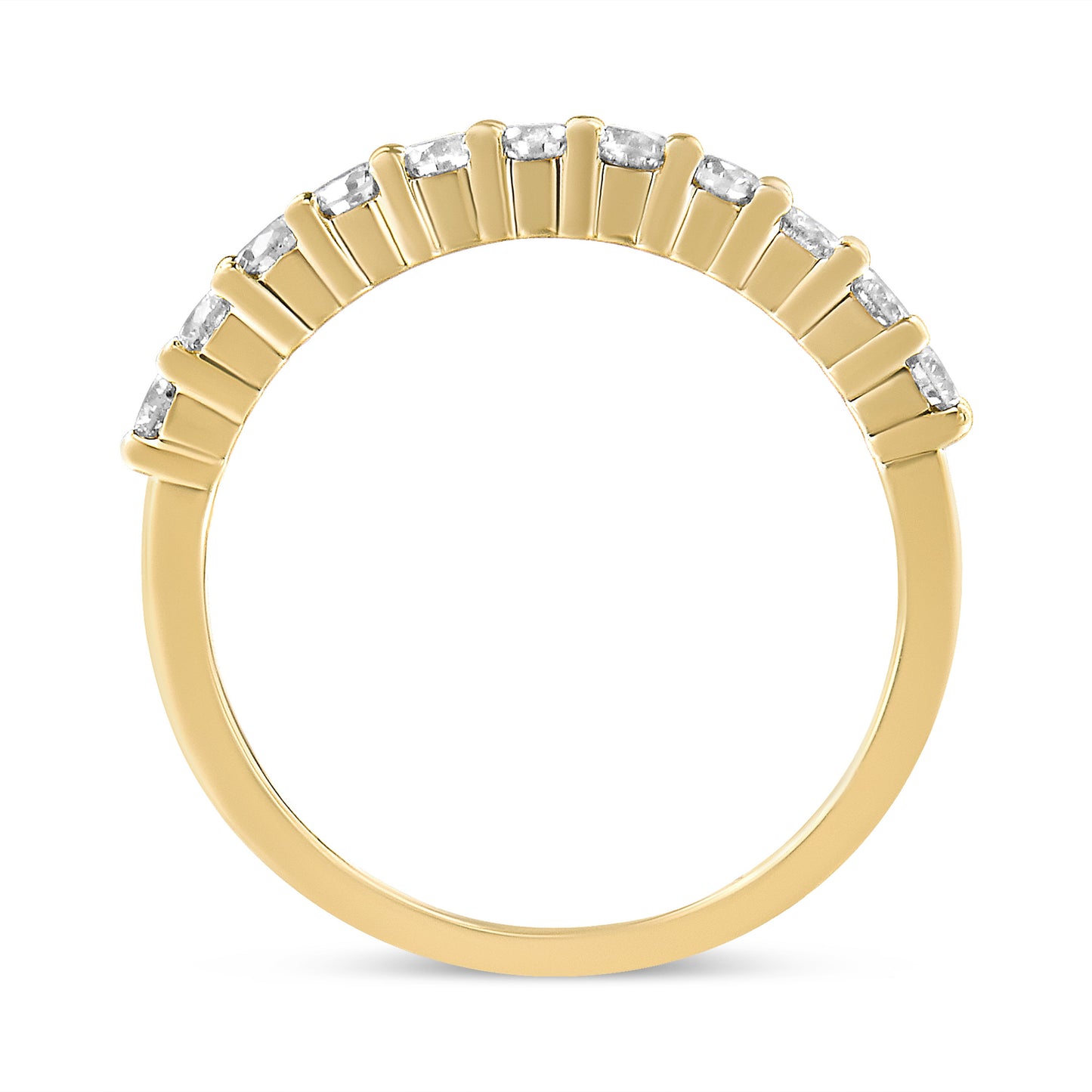 Anillo de boda estilo banda estriada con engaste de puntas de oro amarillo de 10K con diamante de 1/2 quilate de peso total certificado por IGI (color J-K, claridad I1-I2) - Talla 7