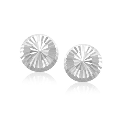 Pendientes de oro blanco de 14k con diseño plano de corte de diamante