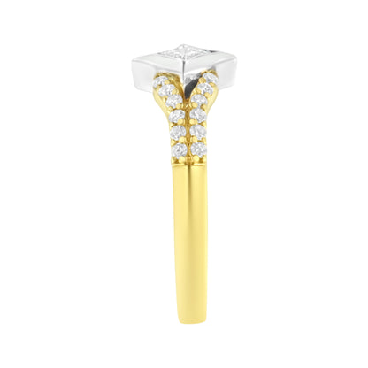 Anillo de cometa con diamante de 1/2 quilate (peso total) en oro de 10 quilates de dos tonos con vástago dividido (color H-I, claridad SI2-I1)