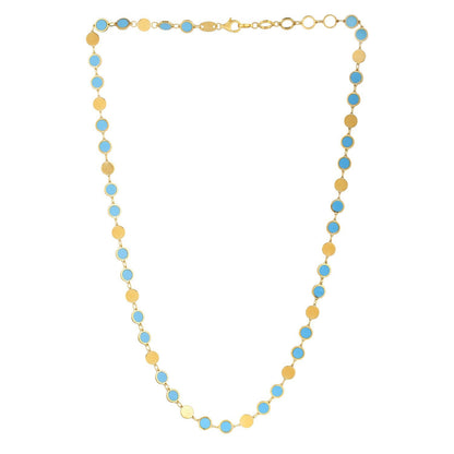 Collar de cadena con gema de espejo geométrico de turquesa en oro amarillo de 14k (5.00 mm)