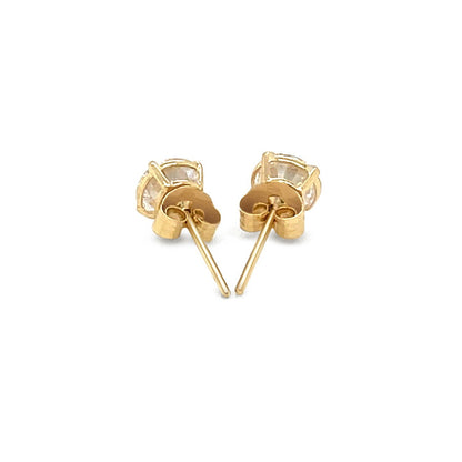 Pendientes de oro amarillo de 14k con circonita cúbica facetada de tonalidad blanca