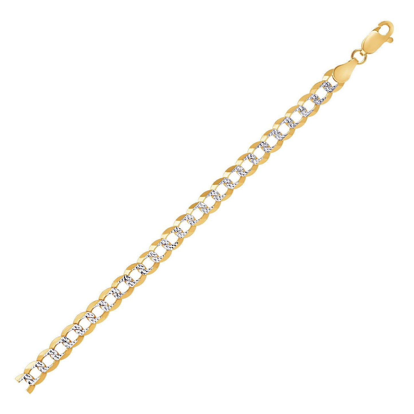 Cadena barbada de oro de 14k de dos tonos con pavé de 5,7 mm