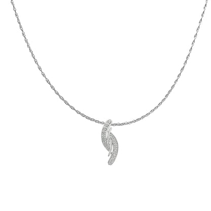 Collar con colgante curvo de plata de ley .925 con acentos de diamante de 18" (color I-J, claridad I3)